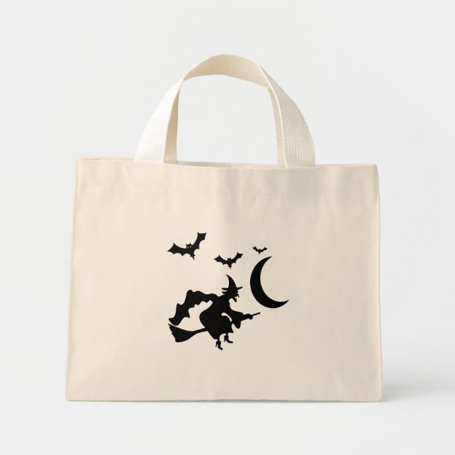 Mini-Tasche - Fliegende Hexe Mini Stoffbeutel (Vorne)