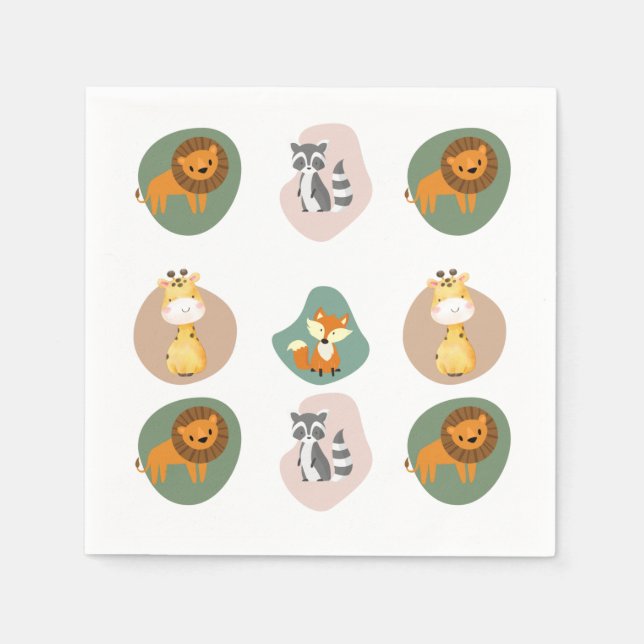 Mini-Tiermuster Serviette (Vorderseite)