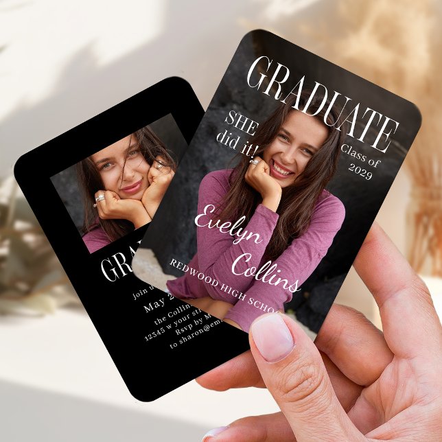 Mini Timeless Magazine Cover Photo Grad invitation Begleitkarte (Mini Timeless Magazine Cover Photo Grad invitation)