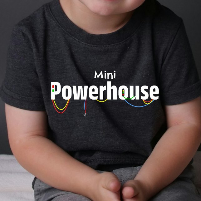 Mini Tiny Baby Powerhouse | Funny T - Shirt | DP7 (funny t shirts for kids | humor t shirt for baby | swag t shirt | black t shirt minimal colorful )