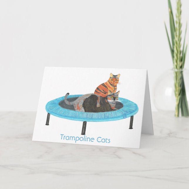 Mini Trampoline Cats 2, Greeting Cards Karte (Vorderseite)