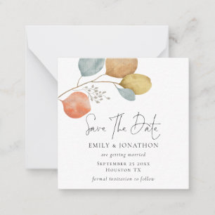 MINI   Trendy Watercolor-Blätter Save the Date Mitteilungskarte