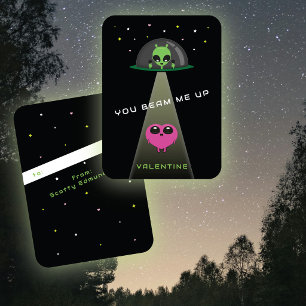 Mini-UFO-Alien-Herz-Entführung Kinder Valentinstag Mitteilungskarte