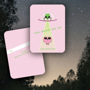 Mini-UFO-Alien-Herzentführung-Kinder-Valentinskart Mitteilungskarte