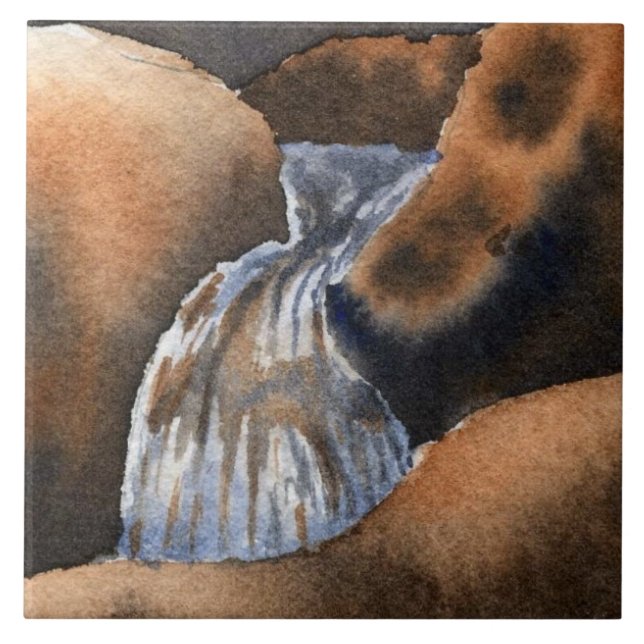 Mini-Wasserfall auf dem Bachforellenbach Fliese (Vorderseite)