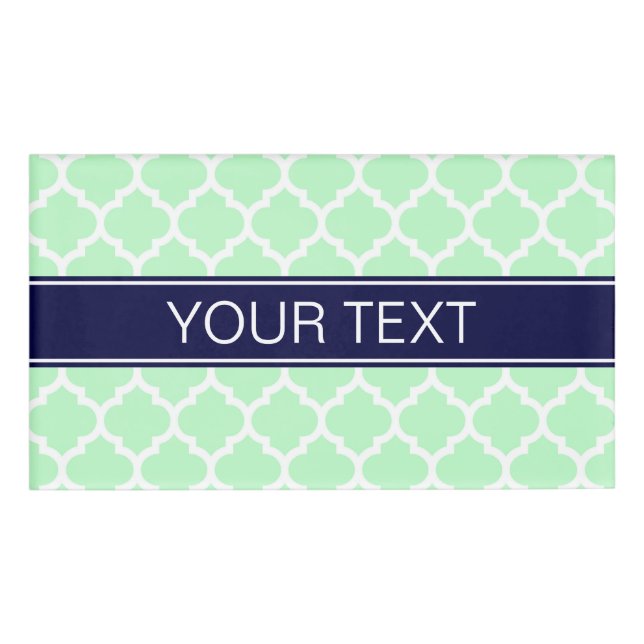 Mini White Marokcan #5 Navy Blue Name Monogram Namenschild (Vorderseite)