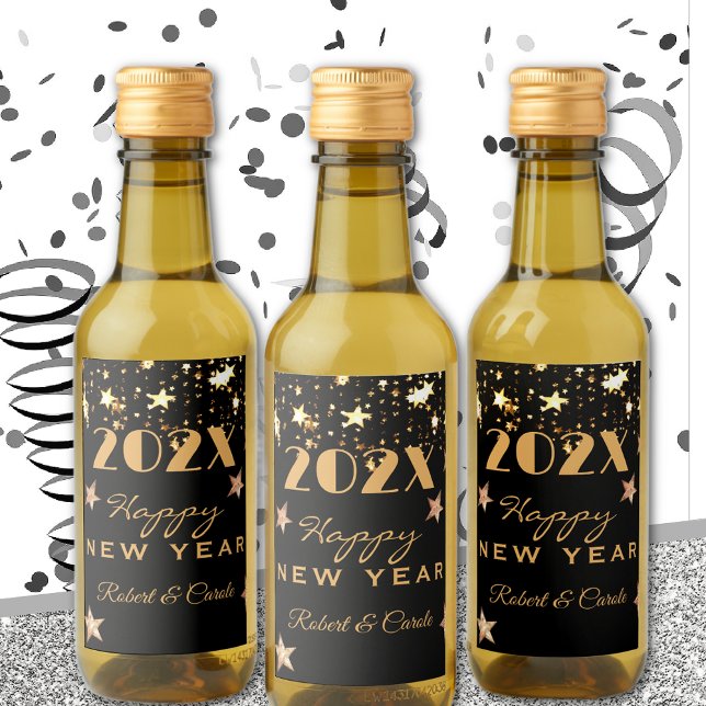 Mini Wine Black & Gold Happy New Year (10) Mini Weinetikett (Von Creator hochgeladen)