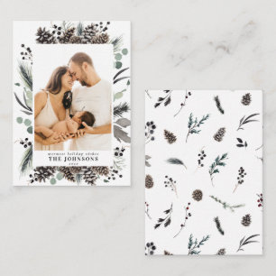 Mini Winter Pine Berry Foto Mitteilungskarte