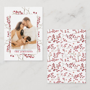 Mini Winter Red Berry Watercolor Weihnachtsgebäck  Mitteilungskarte