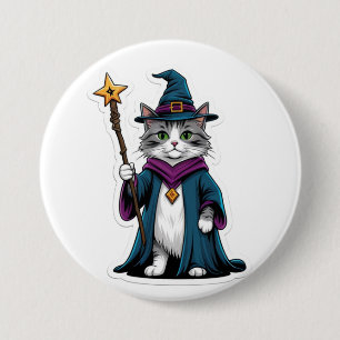 Mini-Zauberkatzen-Button mit magischem Stab Button