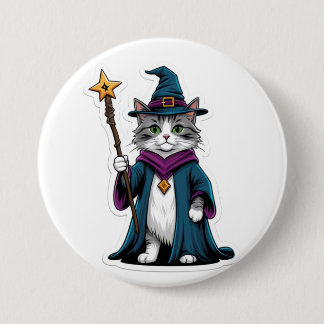Mini-Zauberkatzen-Button mit magischem Stab Button