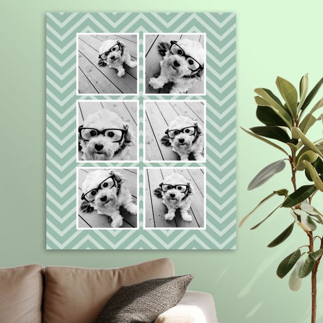 Mini Zickzack Muster mit Trendy 6 Foto Collage Poster (Photo Collage Poster)