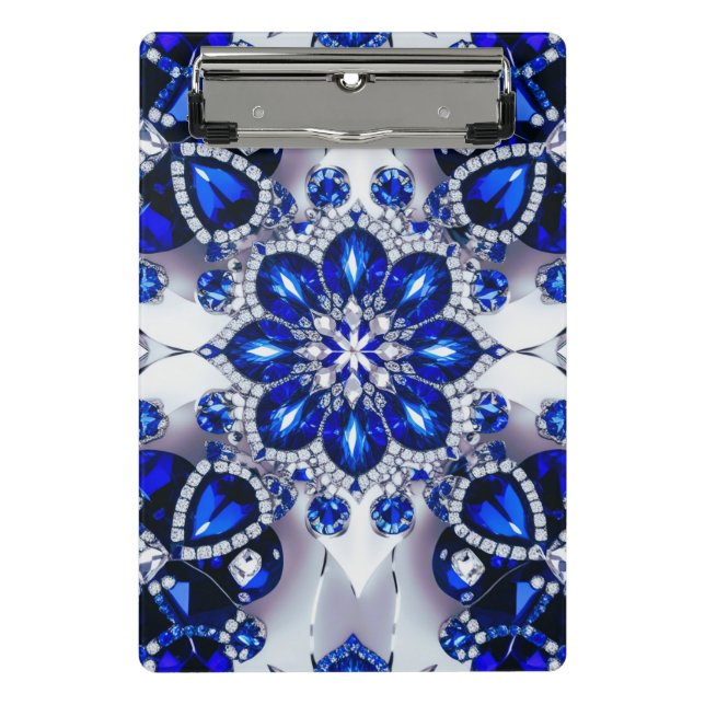 Mini-Zwischenablage mit blauen, weißen Farben Mini Klemmbrett (Vorderseite)