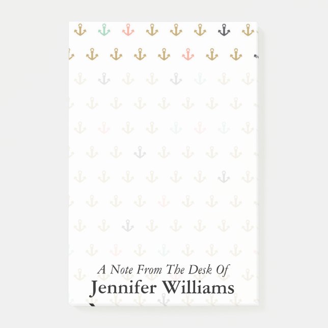 Minianker-Muster | addieren Ihren Namen Post-it Klebezettel (Vorderseite)