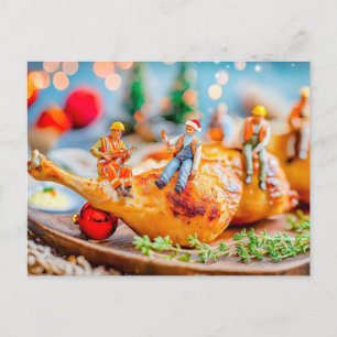 Miniarbeiter mit Weihnachtsgebäck Feiertagspostkarte