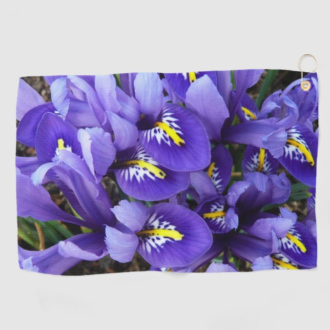 Miniatur Blue Irises Frühblut Golfhandtuch (Horizontal)