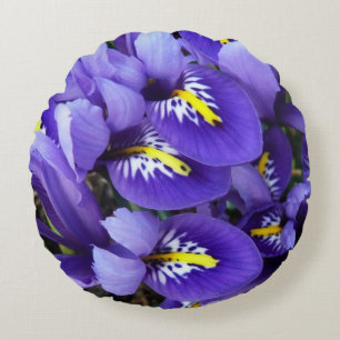 Miniatur Blue Irises Frühblut Rundes Kissen