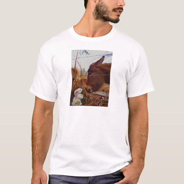 Miniatur Brown Pferd & Ostersonne T-Shirt (Vorderseite)