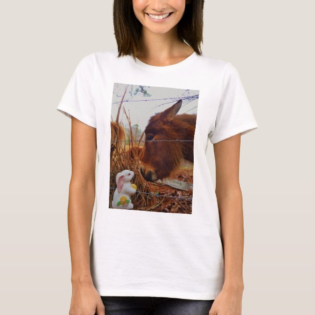 Miniatur Brown Pferd & Ostersonne T-Shirt (Vorderseite)