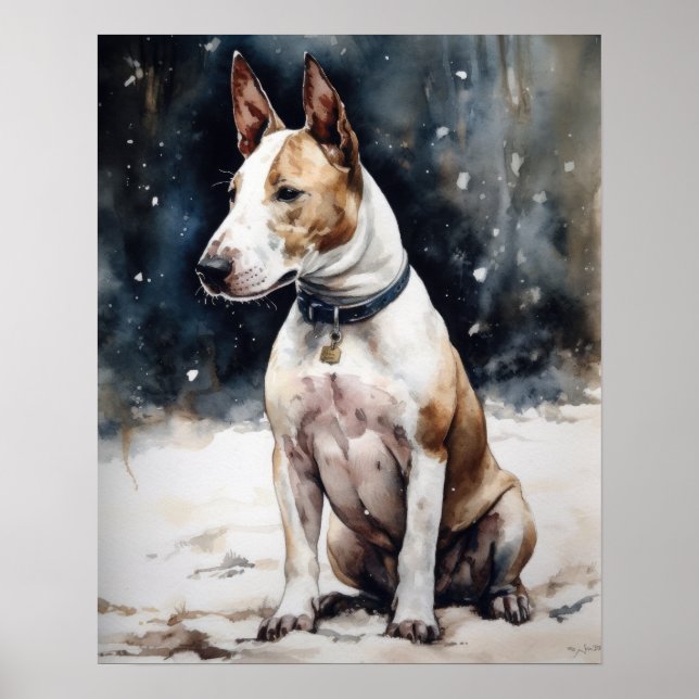 Miniatur Bull Terrier Hund Art Print Poster (Vorne)