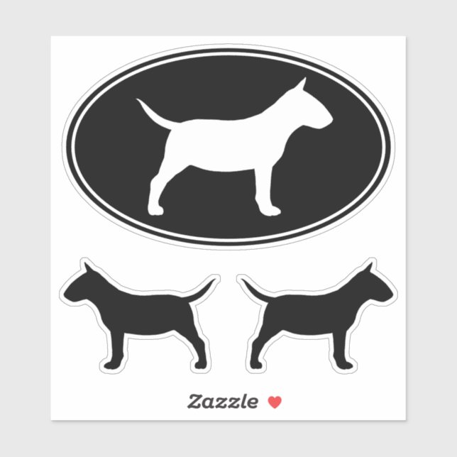 Miniatur Bull Terrier Hund Silhouetten Sticker Set (Blatt)