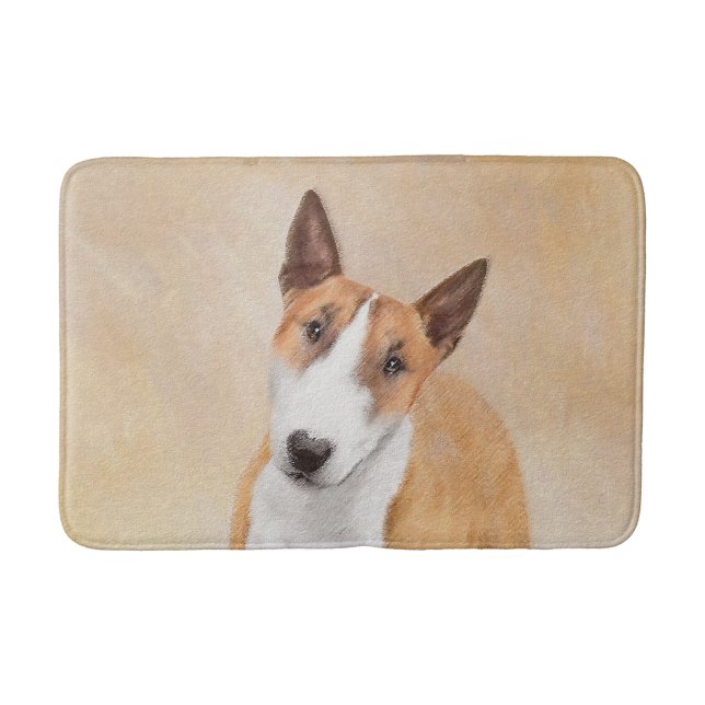 Miniatur Bull Terrier Malerei - Niedlich Original  Badematte (Vorderseite)