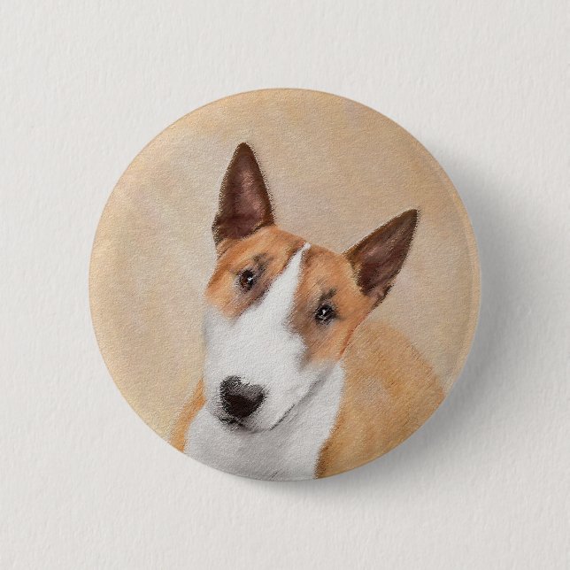 Miniatur Bull Terrier Malerei - Niedlich Original  Button (Vorderseite)