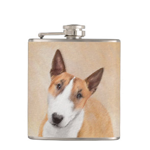 Miniatur Bull Terrier Malerei - Niedlich Original  Flachmann