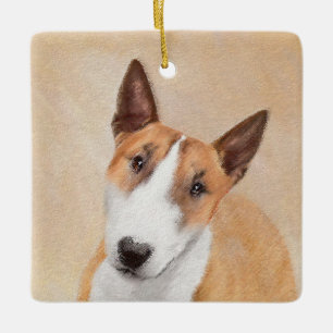 Miniatur Bull Terrier Malerei - Niedlich Original  Keramikornament