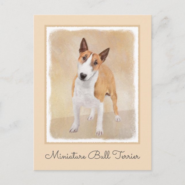 Miniatur Bull Terrier Malerei - Niedlich Original  Postkarte (Vorderseite)