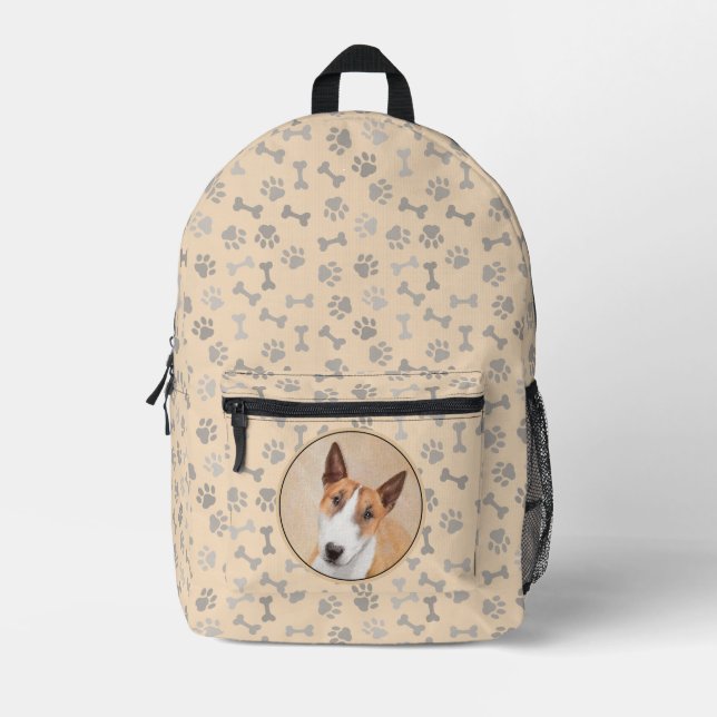 Miniatur Bull Terrier Painting - Original Hunde Ku Bedruckter Rucksack (Vorderseite)