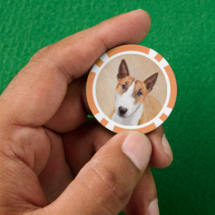Miniatur Bull Terrier Painting - Original Hunde Ku Pokerchips
