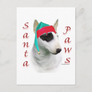 Miniatur Bull Terrier Santa Paws Feiertagspostkarte