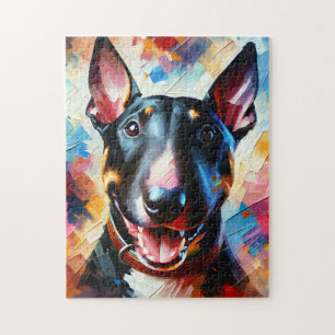 Miniatur Bull Terrier Schwarz Hund Acryl Druck Puzzle