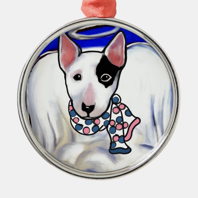 Miniatur Bull Terrier Silbernes Ornament (Vorne)