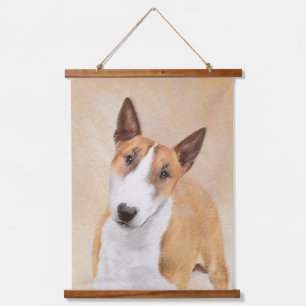 Miniatur-Bullterrier-Gemälde - Originale Hundekuns Wandteppich Mit Holzrahmen