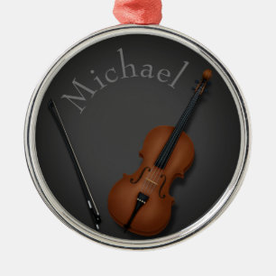 Miniatur Cello & Bogen Inside Personalisiert Ornament Aus Metall