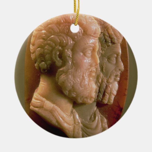 Miniatur, die Marcus Aurelius (121-180) darstellt Keramik Ornament (Vorne)