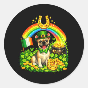Miniatur französische Bulldogge St. Patricks Tag R Runder Aufkleber