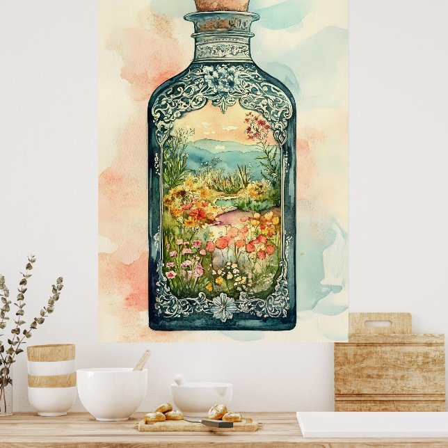 Miniatur-Frühlandschaft in einer aufwendigen  Poster (Küche)