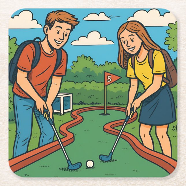 Miniatur Golf Uni Schüler Untersetzer Set (Vorderseite)