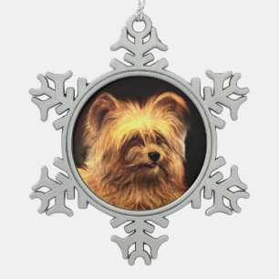 MINIATUR-HUND-PORTRAITS Skye Terrier Schneeflocken Zinn-Ornament