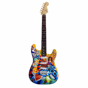 Miniatur Janis Electric Gitarre Kunst-Skulptur Freistehende Fotoskulptur