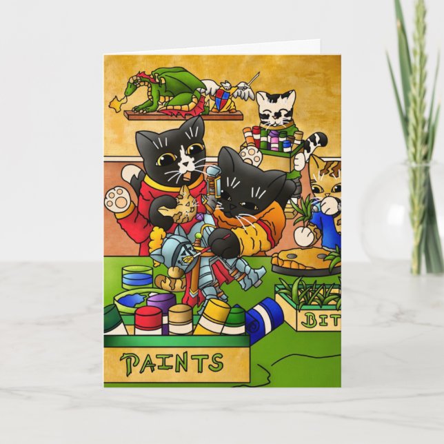 Miniatur Katzenkatze Modellmalerei Katzen Karte (Vorderseite)