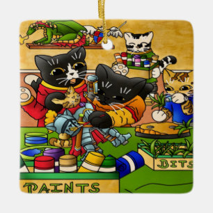 Miniatur Katzenkatze Modellmalerei Katzen Keramikornament