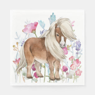 Miniatur Pferd und Wildblumen Papier Napkins Serviette