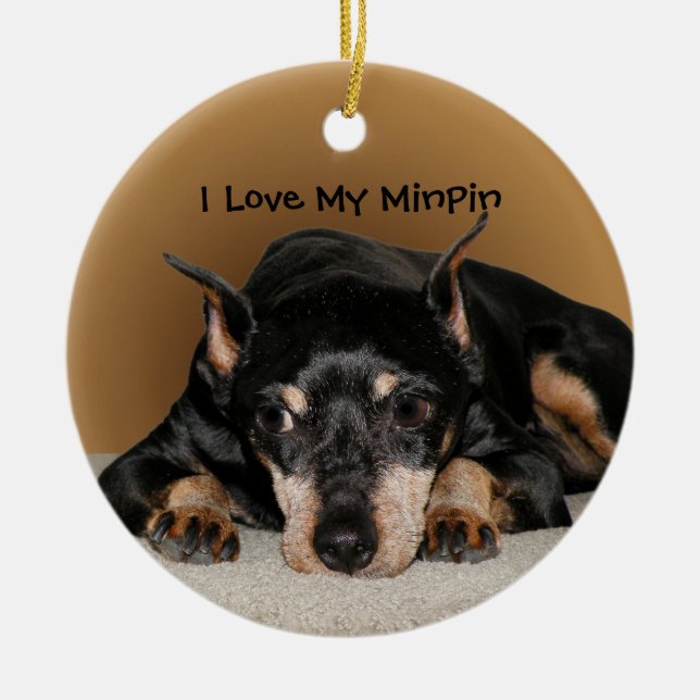 Miniatur Pinscher aka Button Liebe Keramik Ornament (Vorne)
