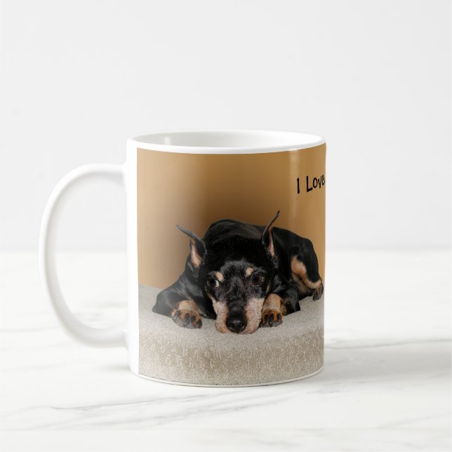 Miniatur Pinscher aka Button Liebe Name des Tieres Kaffeetasse (Links)