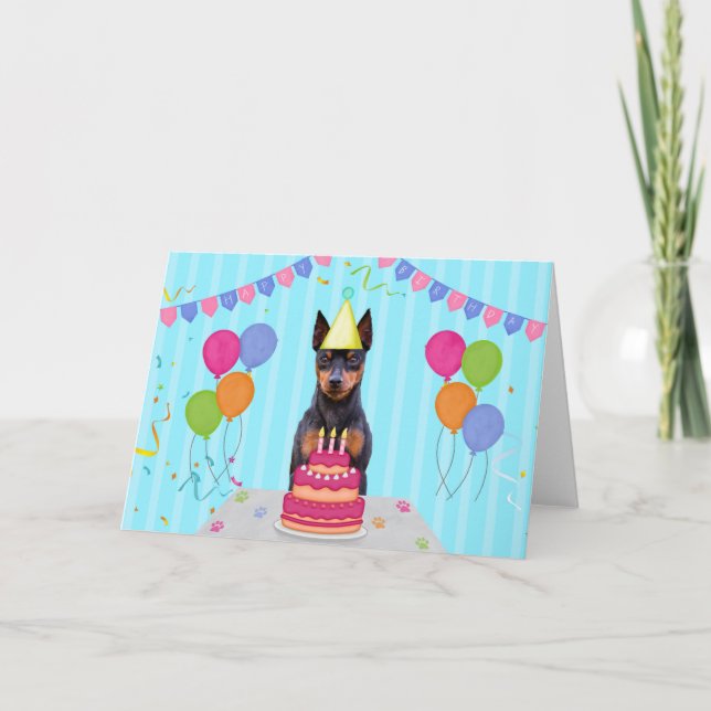 Miniatur Pinscher Birthday Holiday Card Karte (Vorderseite)