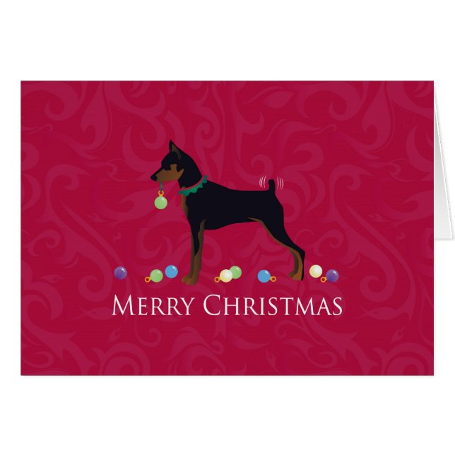Miniatur Pinscher Greetings Holiday Card (Vorderseite (Horizontal))